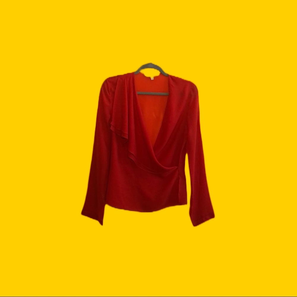 Robert Rodriguez silk long sleeve wrap blouse